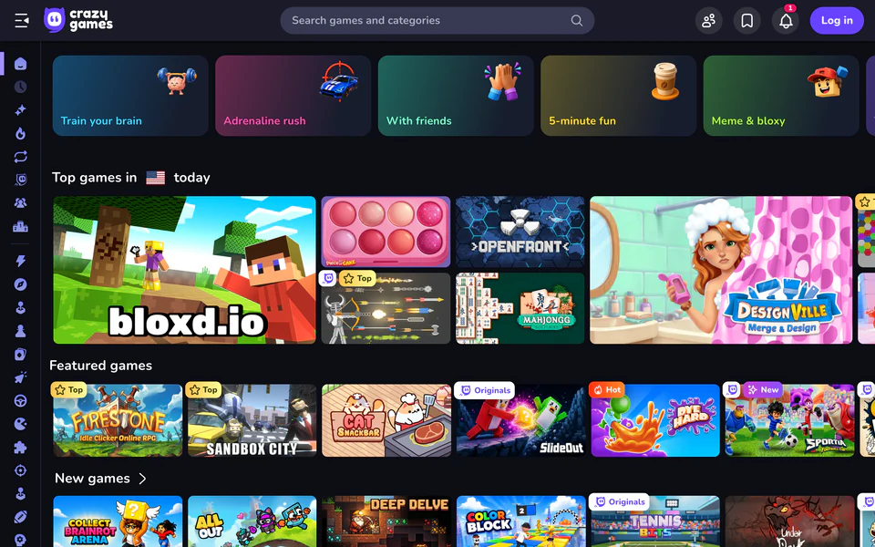 CrazyGames homepage